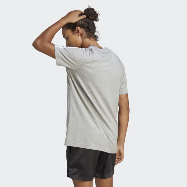 Szary Essentials Single Jersey 3-Stripes Tee