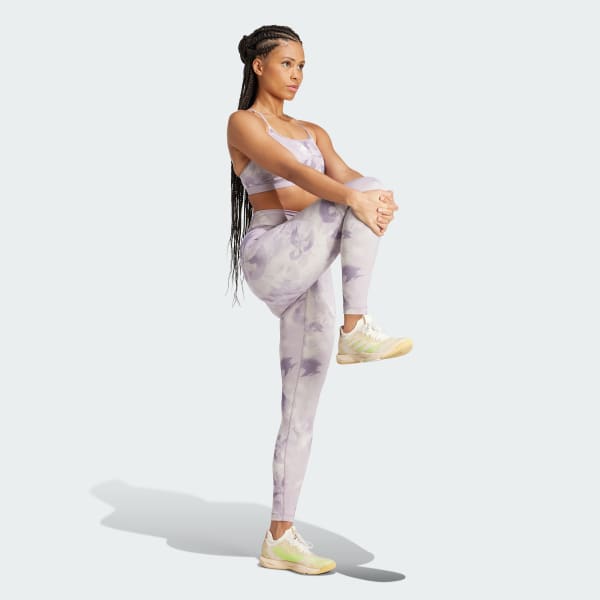 Pink Aeroreact Training Essentials Light Support Tie-Dye Flower-Print Bra