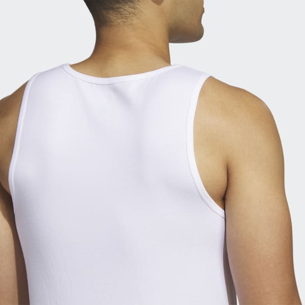 adidas Stretch Cotton Ribbed Tank Top 2-Pack - White