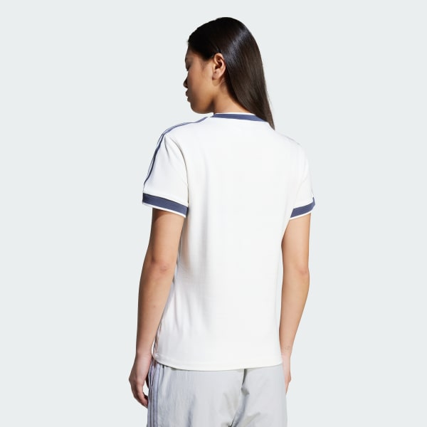 Blanco Camiseta Linear Logo 3 bandas