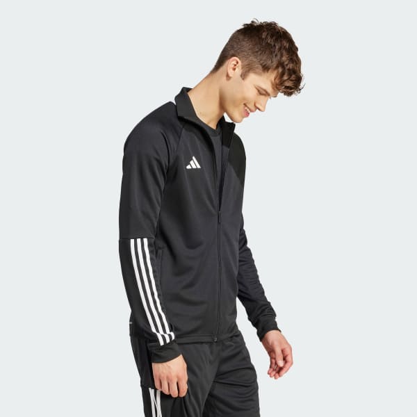 Negro Chamarra Deportiva Sereno AEROREADY Cut 3 Franjas Ajustada