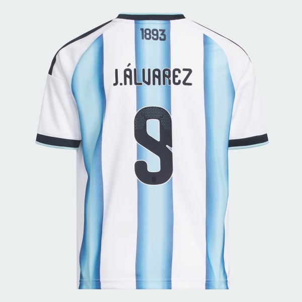 White Argentina 26 Home Alvarez Kids Jersey