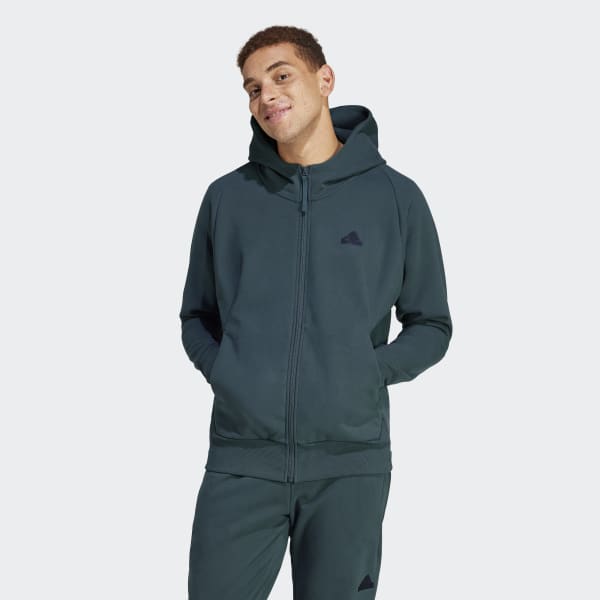 adidas Z.N.E. Winterized Full-Zip Hooded Track Jacket - Green 