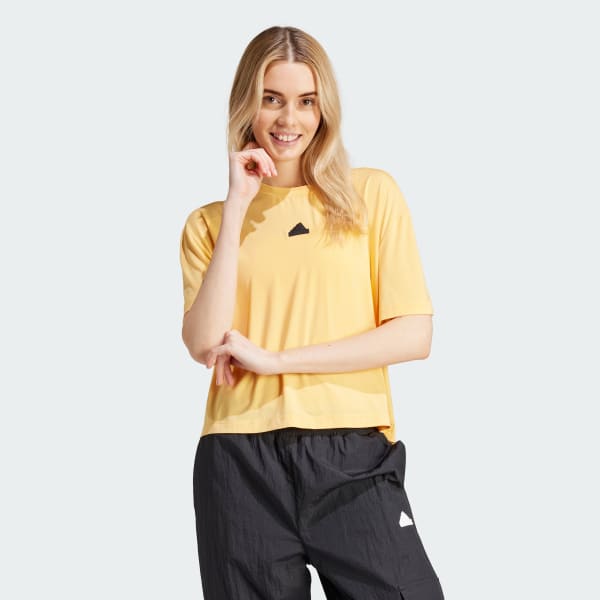 Yellow City Escape Loose Crop Tee