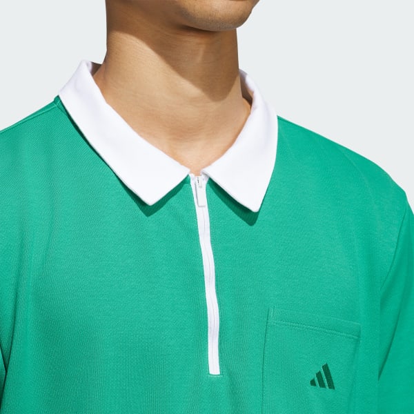 adidas Essentials Quarter-Zip Polo Shirt - Green | Free