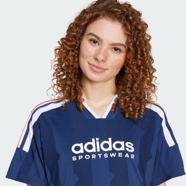 adidas Tiro Cut 3-Stripes Jacquard Tee Dress - Blue | Free