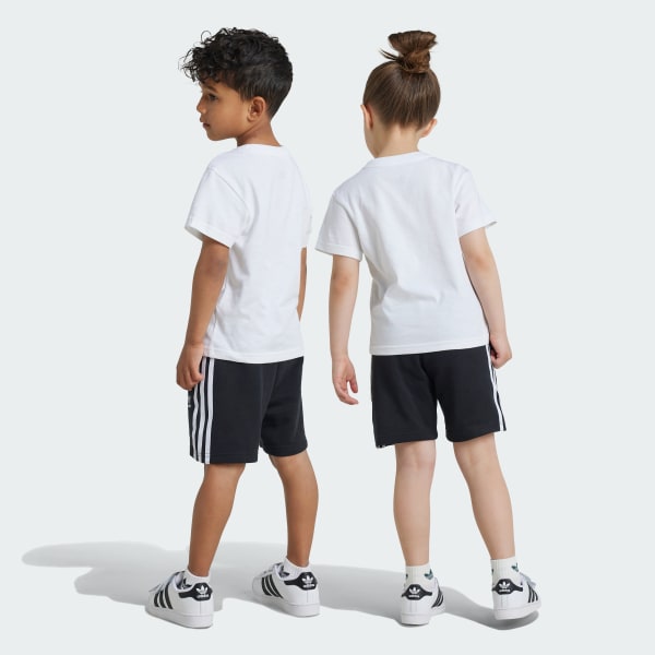 Negro Conjunto camiseta y pantalón corto Adicolor (Niños)