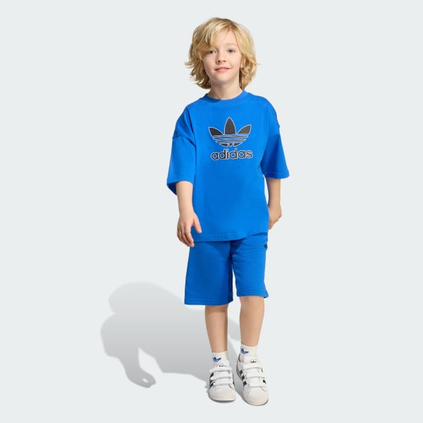 Blau Shorts und T-Shirt Set Big Logo Design Kids