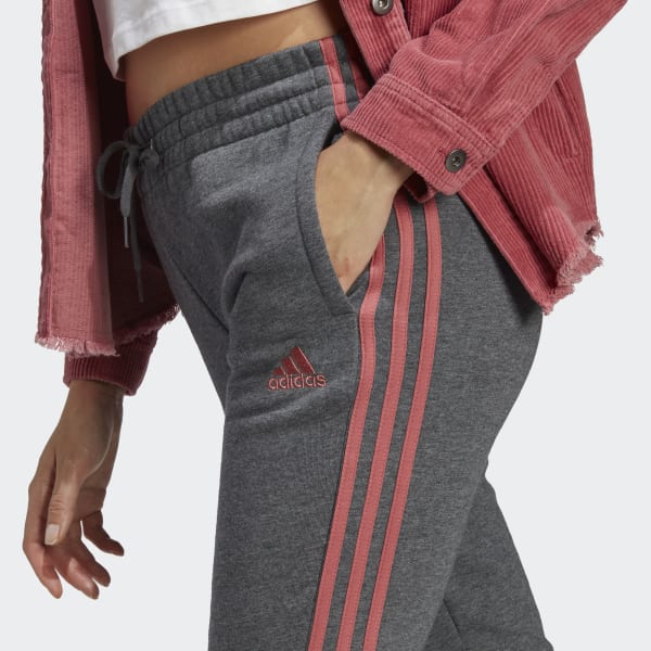 Grijs Essentials Fleece 3-Stripes Broek 28854