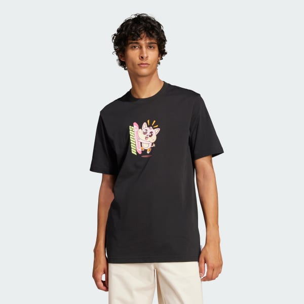 ★ adidas★ BACKFRONT Trefoil Boxy Tee Black White II5760 adidas Adicolor Classics Back+Front Trefoil Boxy Tee - Black