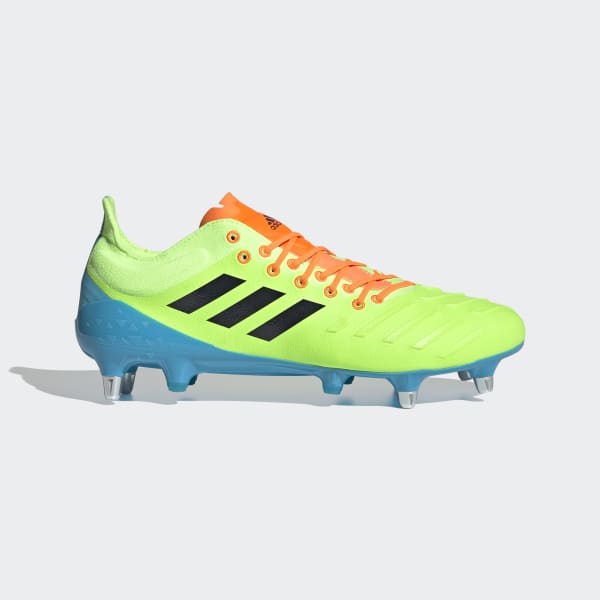 green and blue adidas boots