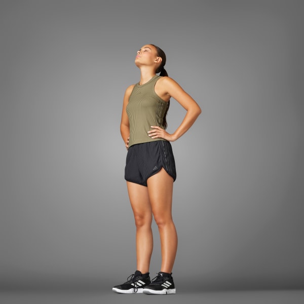 Black Pacer All Gym Seasonal Rib High-Rise Tonal 3-Stripes Shorts