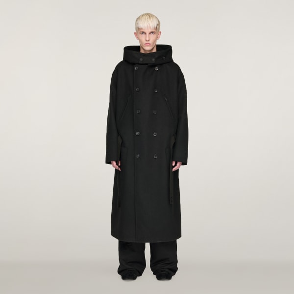 Black Y-3 Bonded Melton Coat