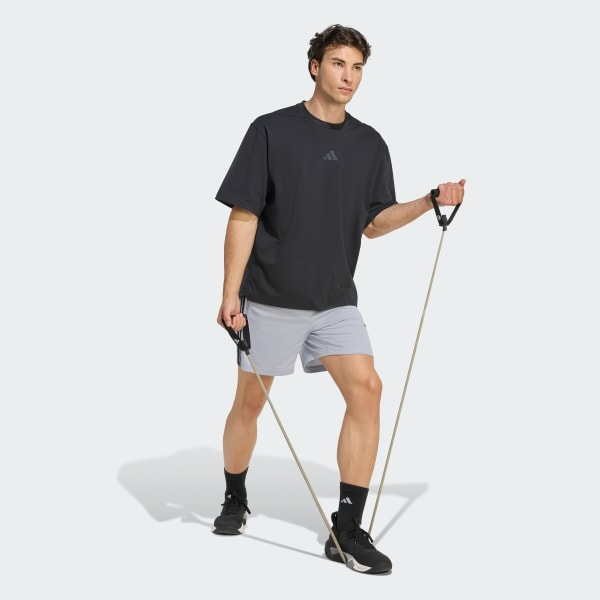 Gri WORKOUT ESSENTIALS BASE 3-STRIPES PİKE ŞORT 7 inç