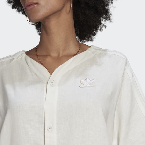 White Linen Baseball Dress CO152