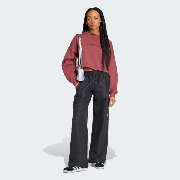 Burgundy ESSENTIALS LINEAR CROPPED SWEATSHIRT