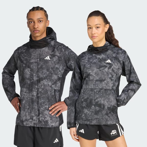 Abu-abu Jaket Bertudung Unitefit Spray Dye Own The Run