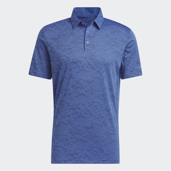 Blue Textured Jacquard Golf Polo Shirt