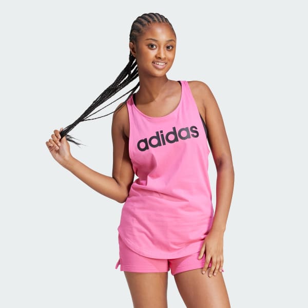 Pink adidas tank top hot sale