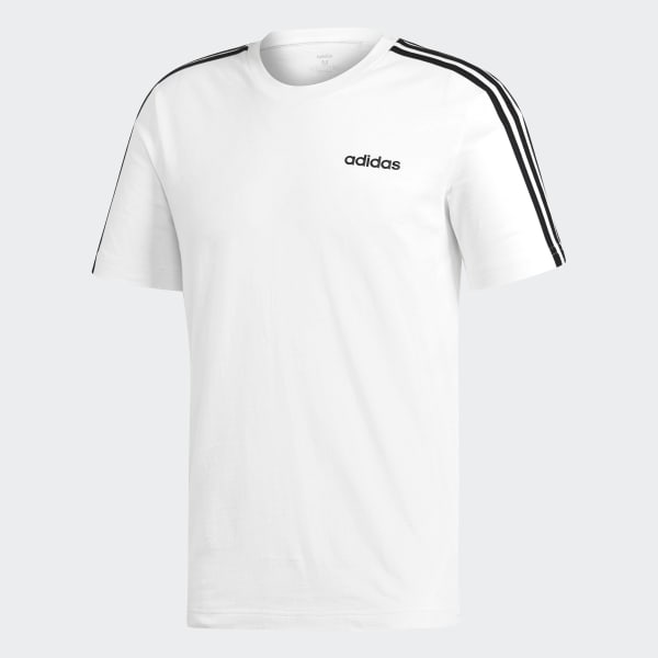 adidas white 3 stripe t shirt