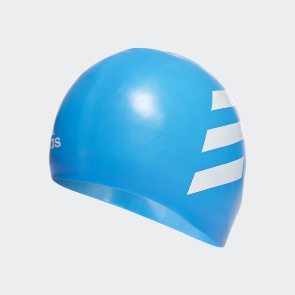 Niebieski 3-Stripes Silicone Swim Cap GLE91