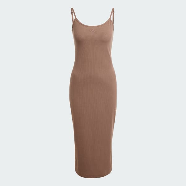 Brown ALL SZN Rib Fitted Midi Dress