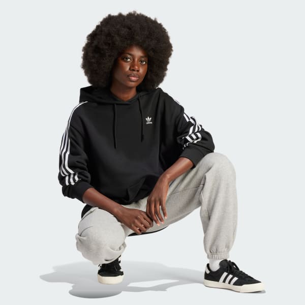 adidas Adicolor 3 Streifen Oversized Hoodie Schwarz adidas Deutschland