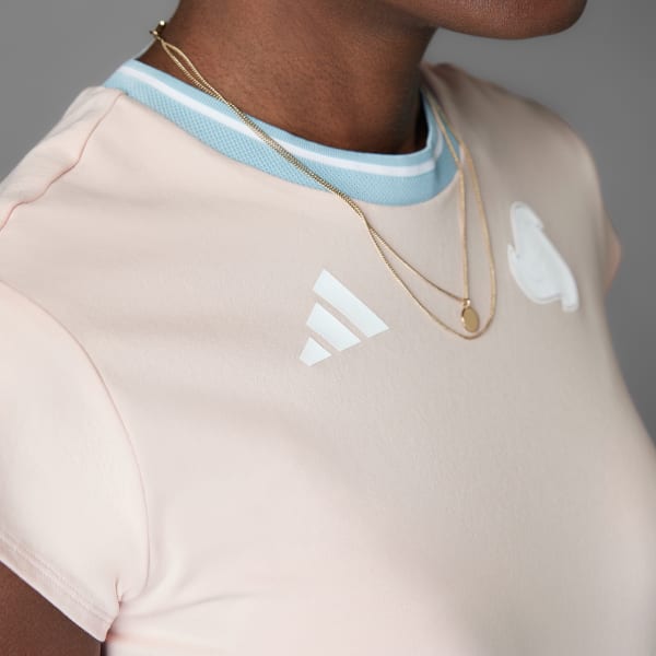 Rosado Polera de algodón Tiro Cut 3 Tiras