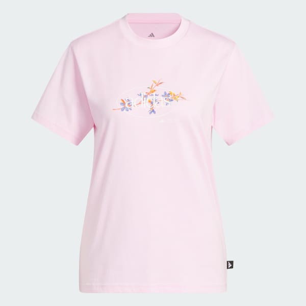 สีชมพู เสื้อยืดพิมพ์ลายดอกไม้ Elements Radiate