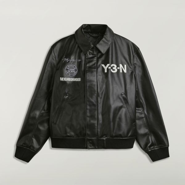 adidas Y-3 NBHD Leather Bomber Jacket - Black | Free Shipping with