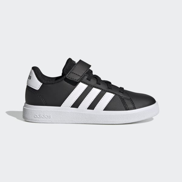 disparar colgante lunes 👟 adidas Grand Court Court Elastic Lace and Top Strap Shoes - Black |  Kids' Lifestyle | adidas US 👟