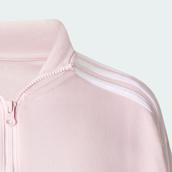Rosa Sweatshirt Essentials com 3 riscas e fecho a 1/4