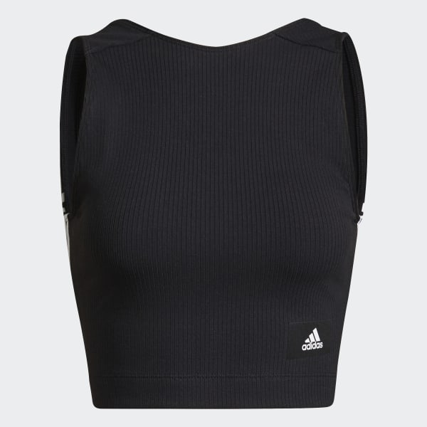 Black adidas Sportswear Cropped Ribbed Tank Top BG437