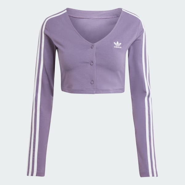 | Long Adicolor Tee - Button 3-Stripes Women\'s adidas US Purple Classics adidas | Lifestyle Sleeve