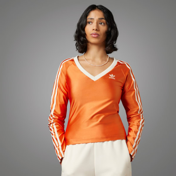 adidas Adicolor 70s Long sleeve Tee Switzerland Orange | V-neck adidas 