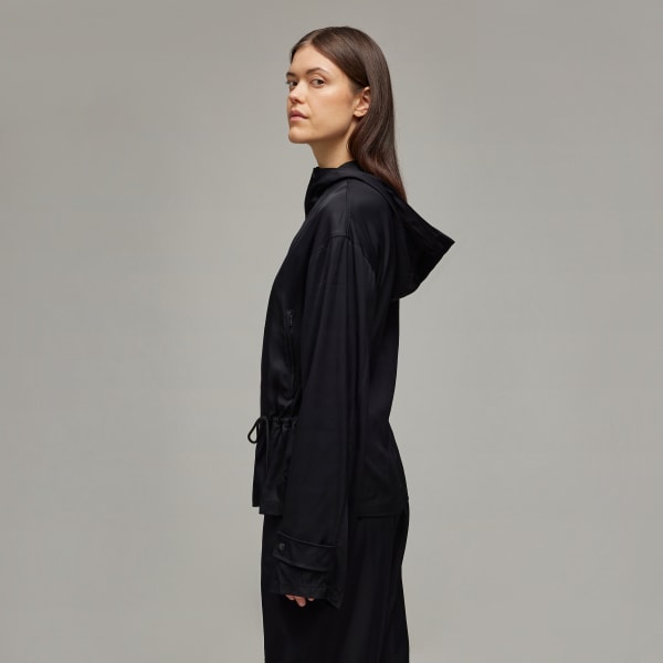 Black Y-3 Rayon Twill Hooded Top