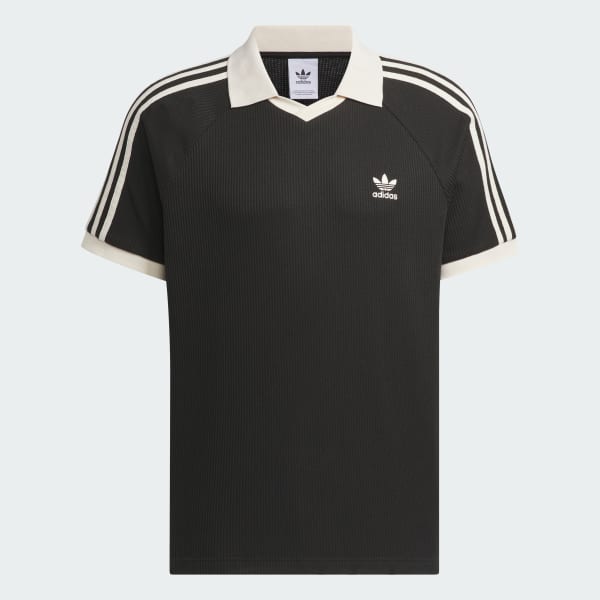 สีดำ เสื้อโปโลแขนสั้นผ้าวาฟเฟิล