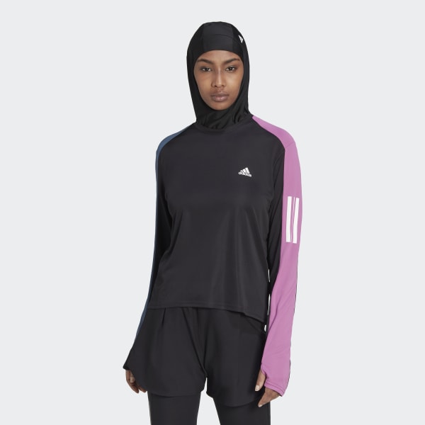 cierna Tričko Own the Run Colorblock Long Sleeve Running C6410