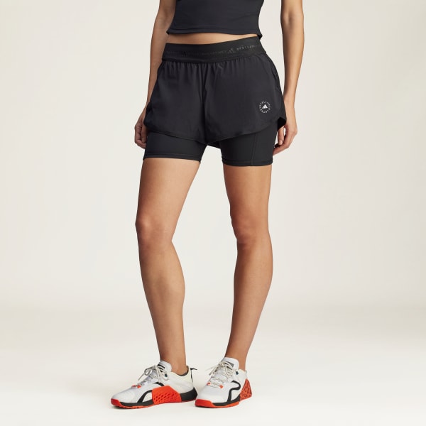 Sort adidas by Stella McCartney 2-in-1 træningsshorts