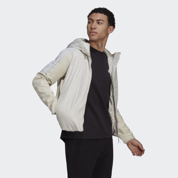 Beige Essentials Insulated Hybride Jack met Capuchon