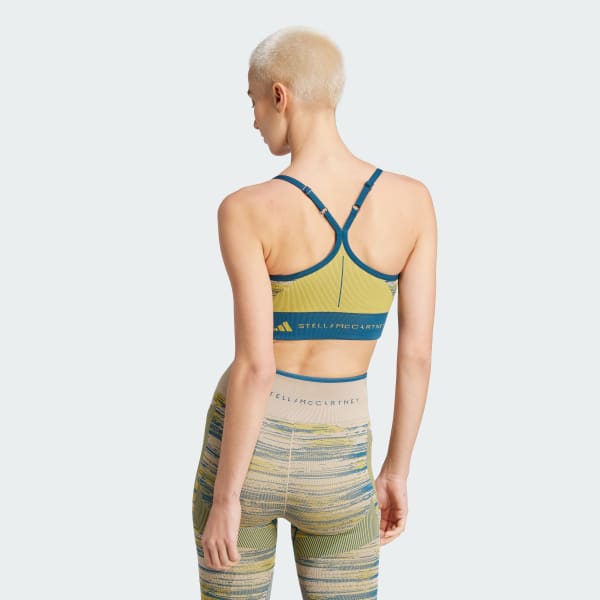 Bleu Brassière de sport sans coutures adidas by Stella McCartney TrueStrength Yoga Maintien moyen
