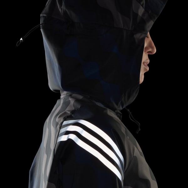 Zwart Marimekko Run Icons 3-Stripes Hooded Running Windjack RH125