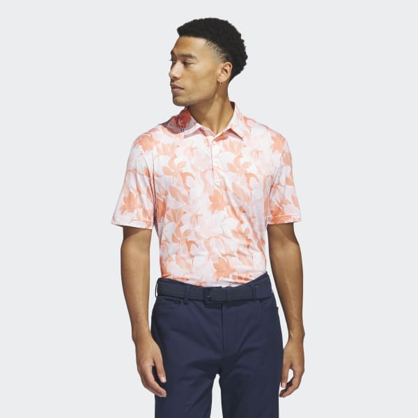 Orange Floral Golf Polo Shirt