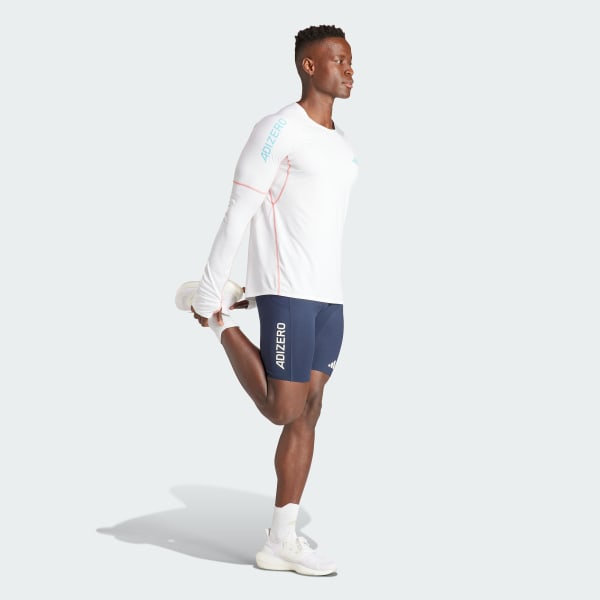 Blanco Polo Manga Larga Adizero Running