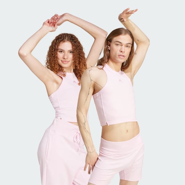 Pink Lounge Ribbed Crop Tank Top