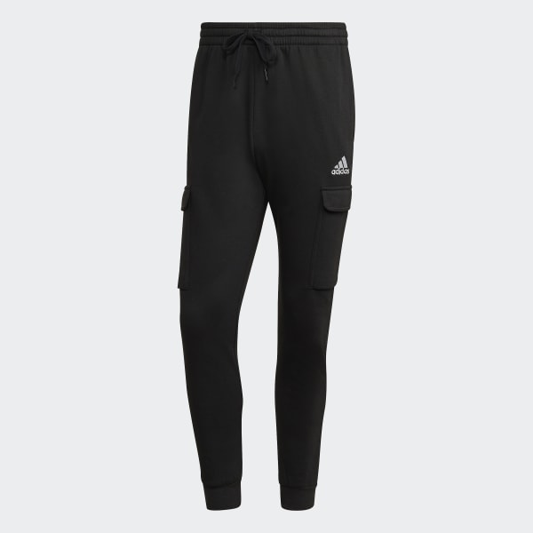 Preto Calças Cargo Afuniladas em Fleece Essentials SU165