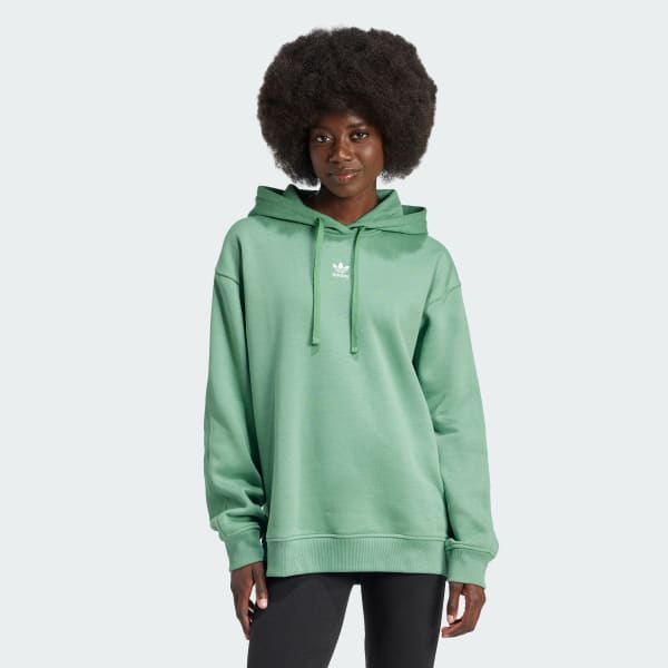 adidas Essentials Loose Fleece Hoodie Green adidas New Zealand