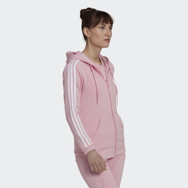 Ροζ Essentials French Terry 3-Stripes Full-Zip Hoodie 28851