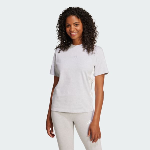 Grigio T-shirt Essentials 3-Stripes Cotton