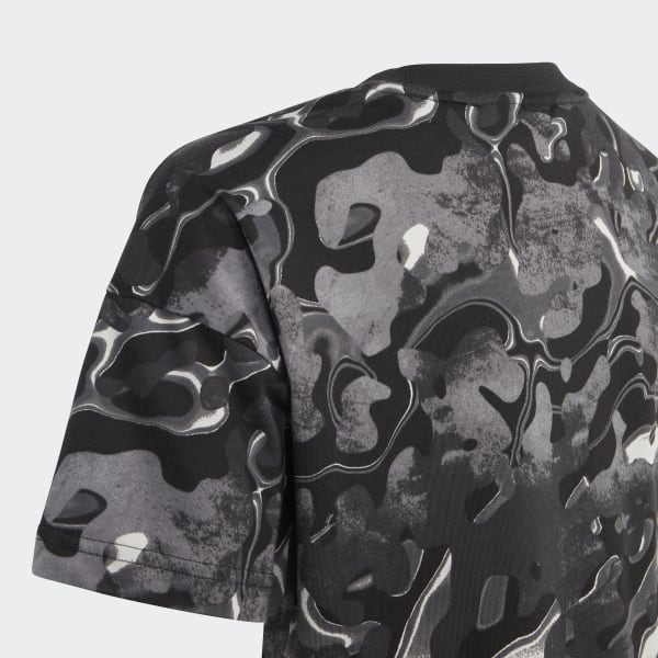 Grey Future Icons Allover Print Cotton T-Shirt Kids